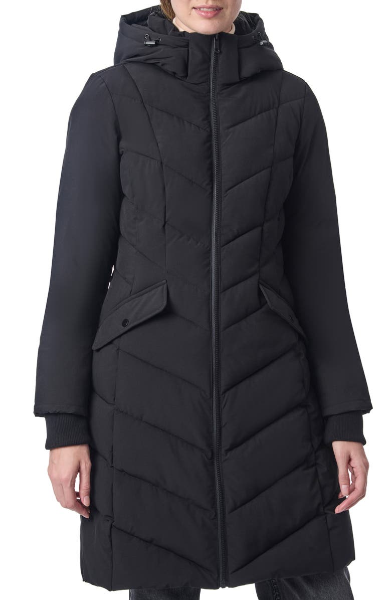 Bernardo Hooded Walker Coat, Alternate, color, Black