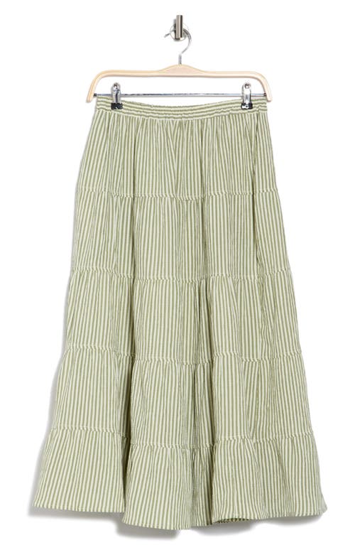 Max Studio Stripe Tiered Maxi Skirt