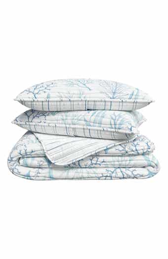 Woven & Weft Watercolor Coral Reversible Microfiber Quilt Set