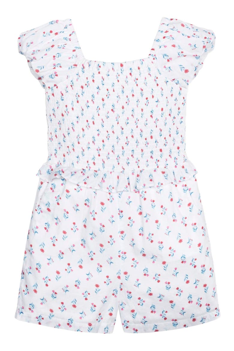 Girls' Organic Puff Sleeve Smocked Romper, Kids, Main, color, Paris Floral