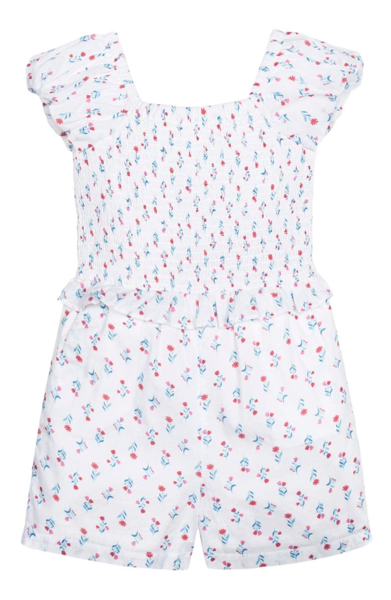 Hope & Henry Girls' Organic Puff Sleeve Smocked Romper, Kids, Main, color, Paris Floral