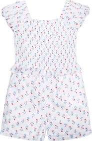 Hope & Henry Girls' Organic Puff Sleeve Smocked Romper, Kids