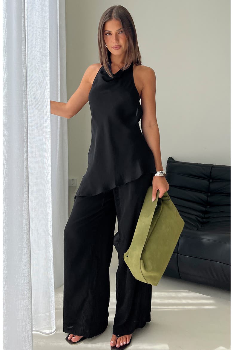 Emorisa Halter Longline Shell, Alternate, color, BLACK