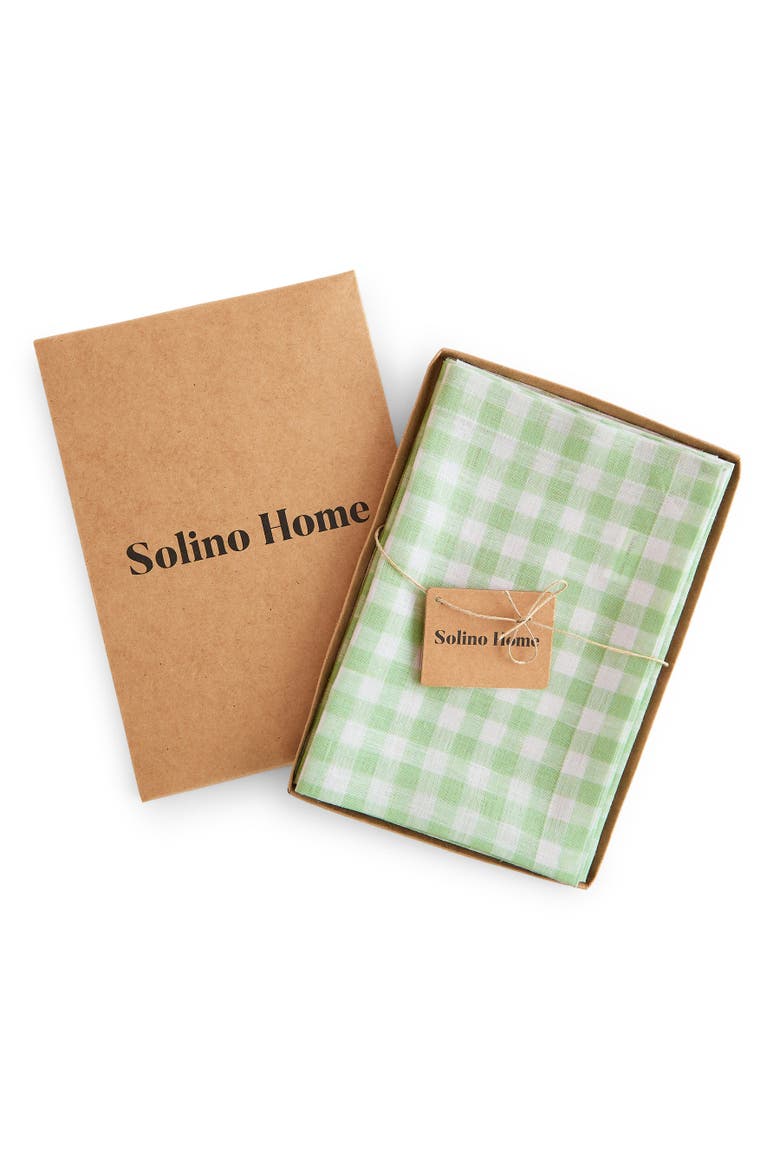 Linen Dinner Napkins Set of 4, 20 x 20" - Gingham Check, Alternate, color, Celadon