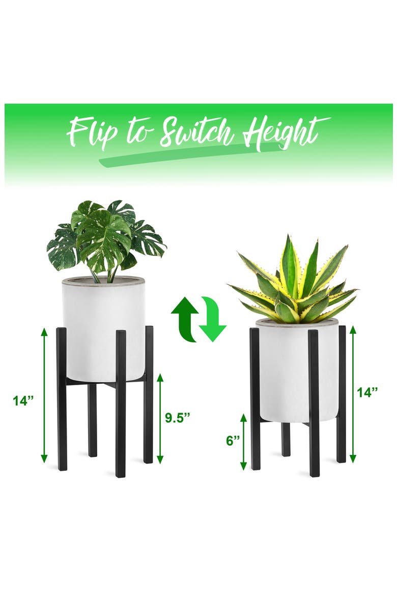 Adjustable Metal Plant Stand, Alternate, color, BLACK