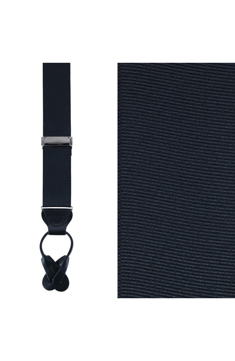 Trafalgar Phoenix 38mm Grosgrain Non Stretch Ribbon Button End Suspenders, Main, color, Black