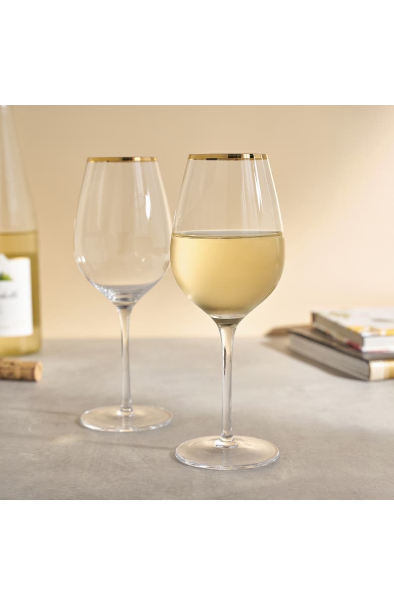 TWINE Gilded Stemmed Wine Glasses Set of 2, Alternate, color, Gold