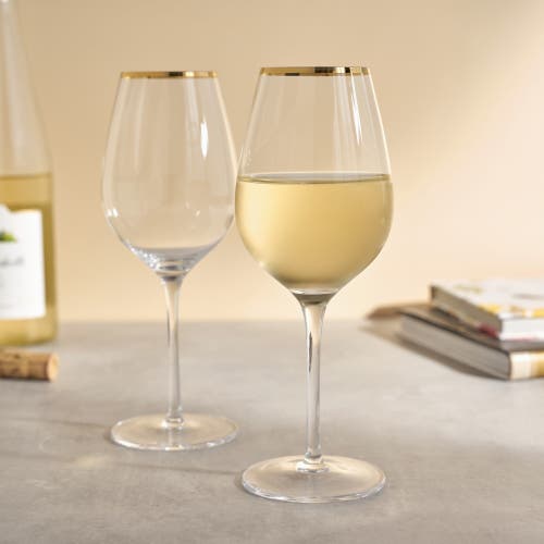 Twine Gilded Stemmed Wine Glasses Set Of 2 In Gold