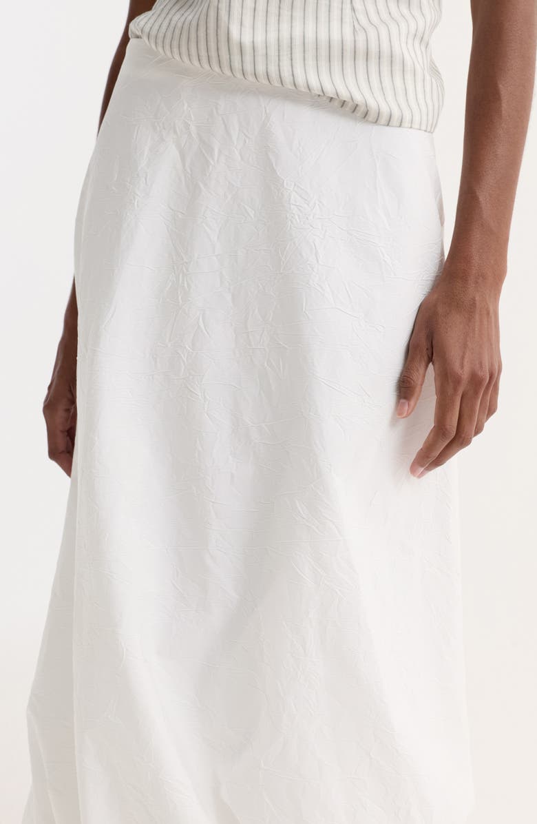 Róhe Twisted Crushed Cotton Blend Midi Skirt, Alternate, color, Optic White