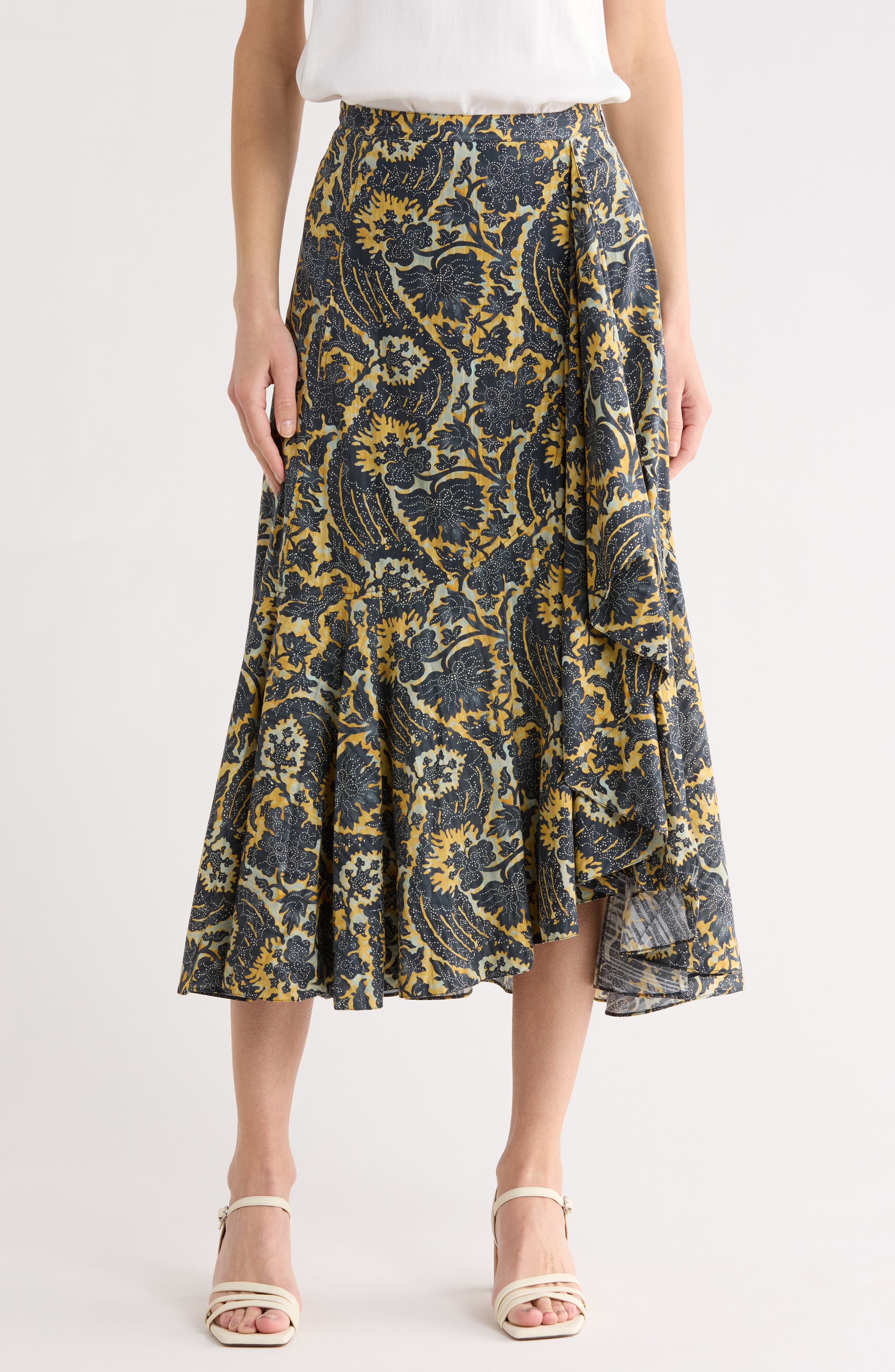 Ulla Johnson Sabina Cascasde Ruffle Cotton Blend Skirt
