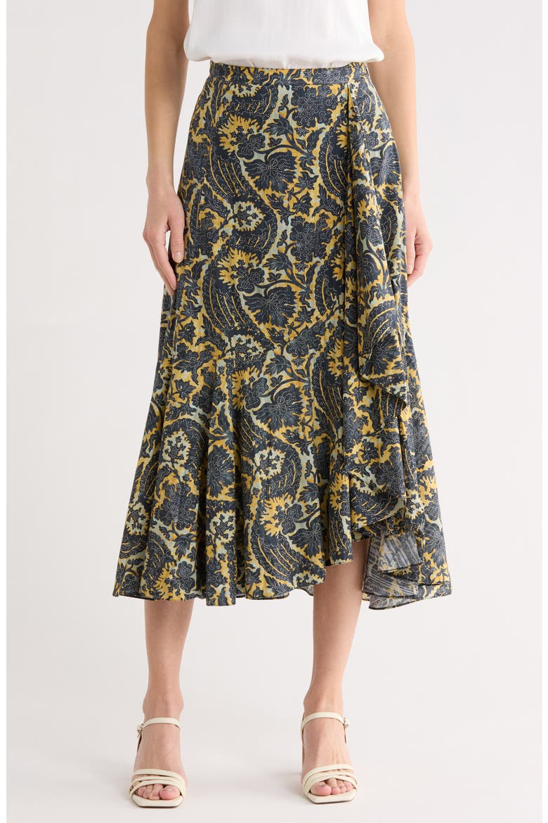 Sabina Cascasde Ruffle Cotton Blend Skirt, Main, color, LUNA
