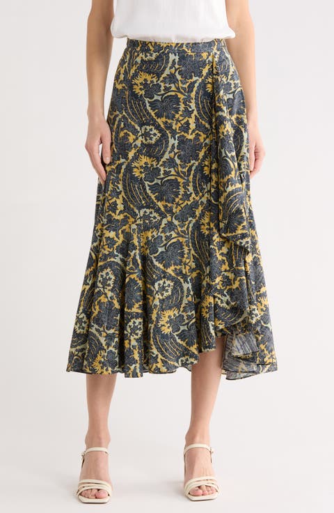 Sabina Cascasde Ruffle Cotton Blend Skirt