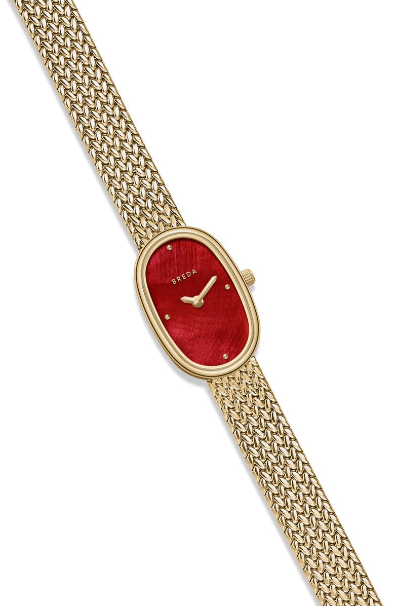 BREDA Jane Tethered Mesh Strap Watch, 18mm x 7mm, Alternate, color, Red