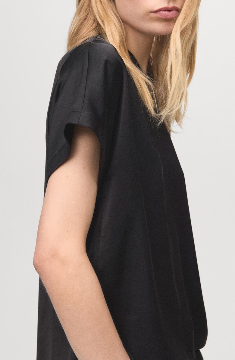 MANGO Crop Satin T-Shirt, Alternate, color, Black