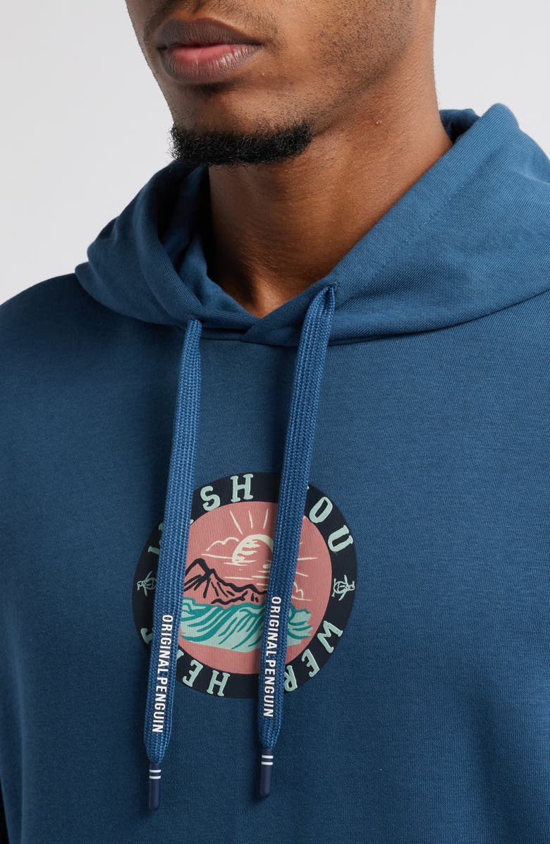 Original Penguin Wish You Were Here Organic Cotton Blend Hoodie, Alternate, color, 