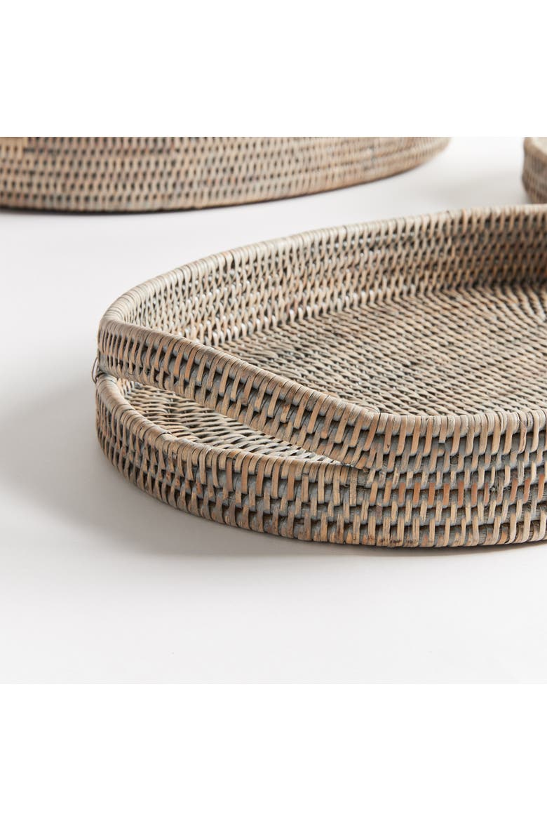 Burma Rattan Oval Serving Trays Set of 3, Alternate, color, Gray