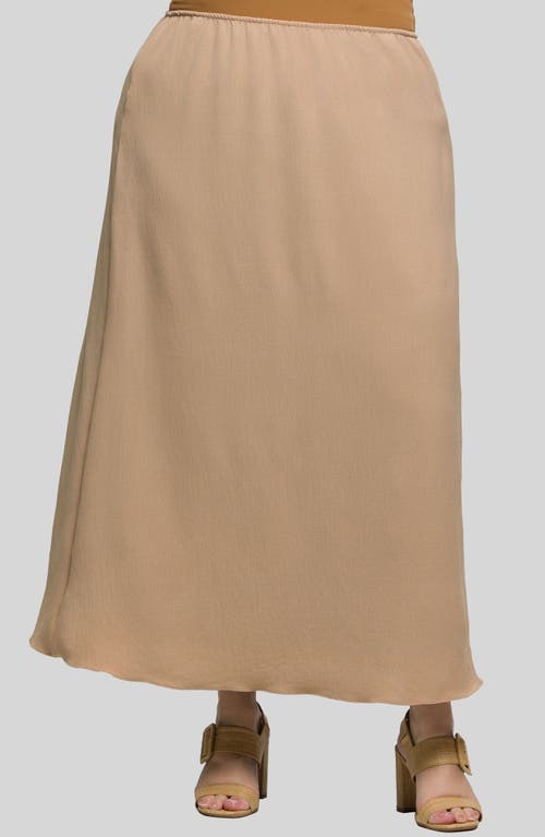 24seven Comfort Apparel Plus Size Elastic Waist A-line Maxi Skirt In Brown