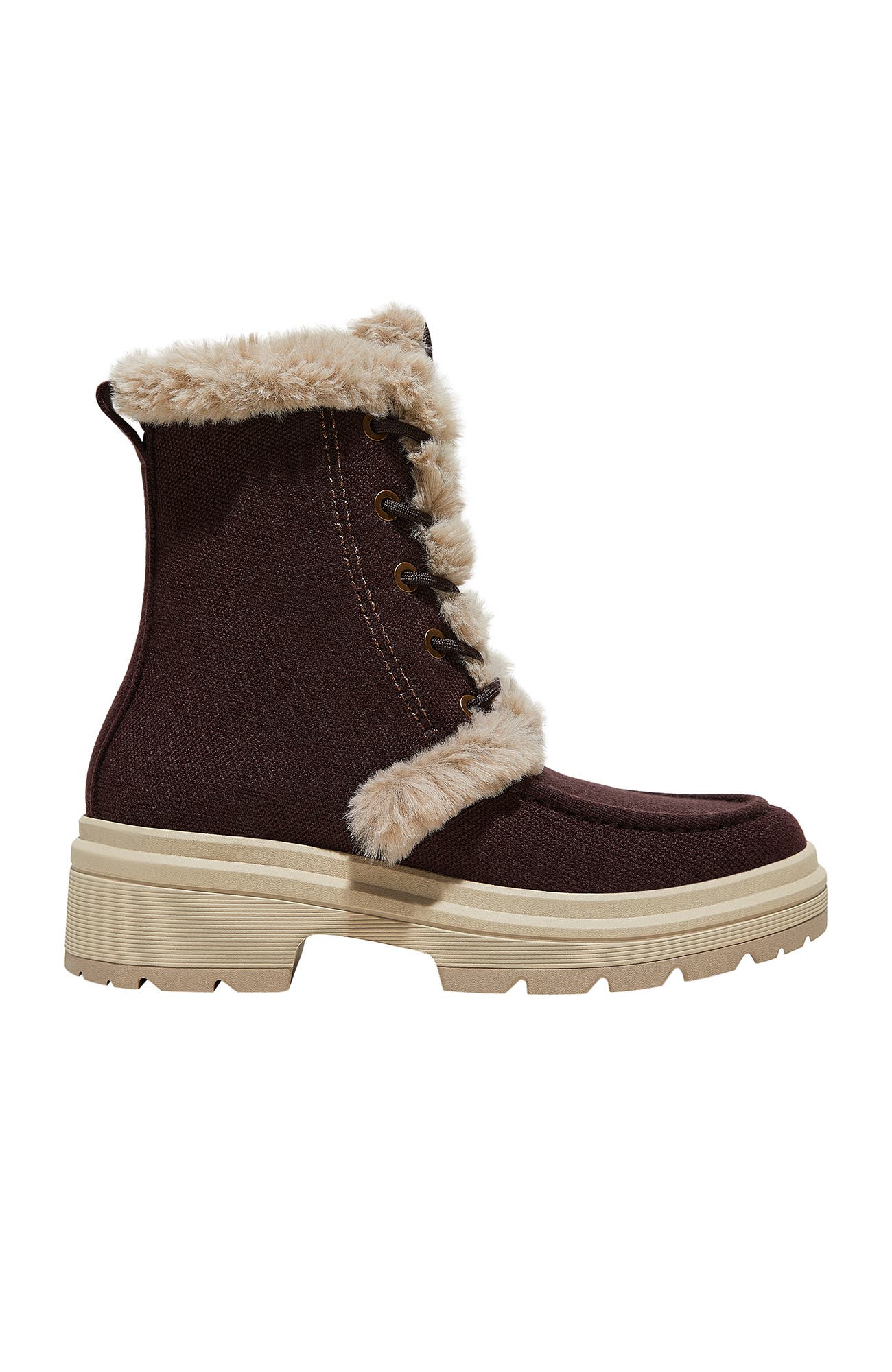 Terry Faux Fur Water-Repellent Lightweight Warm Boots, Alternate, color, Dark Chocolate