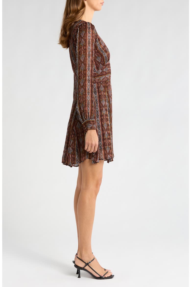 Bucatini Print Long Sleeve Silk Blend Dress, Alternate, color, LANDSLDMUL