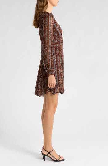 Bucatini Print Long Sleeve Silk Blend Dress