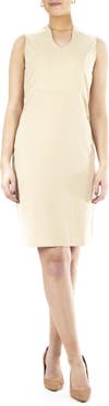 Nina Leonard U-Neck Sleeveless Sheath Dress