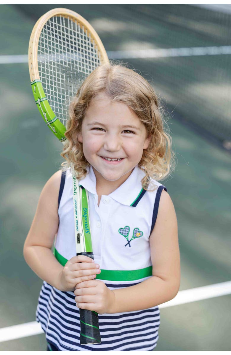 Florence Eiseman Stripe Knit Dress with Tennis Rackets, Alternate, color, Navy/White