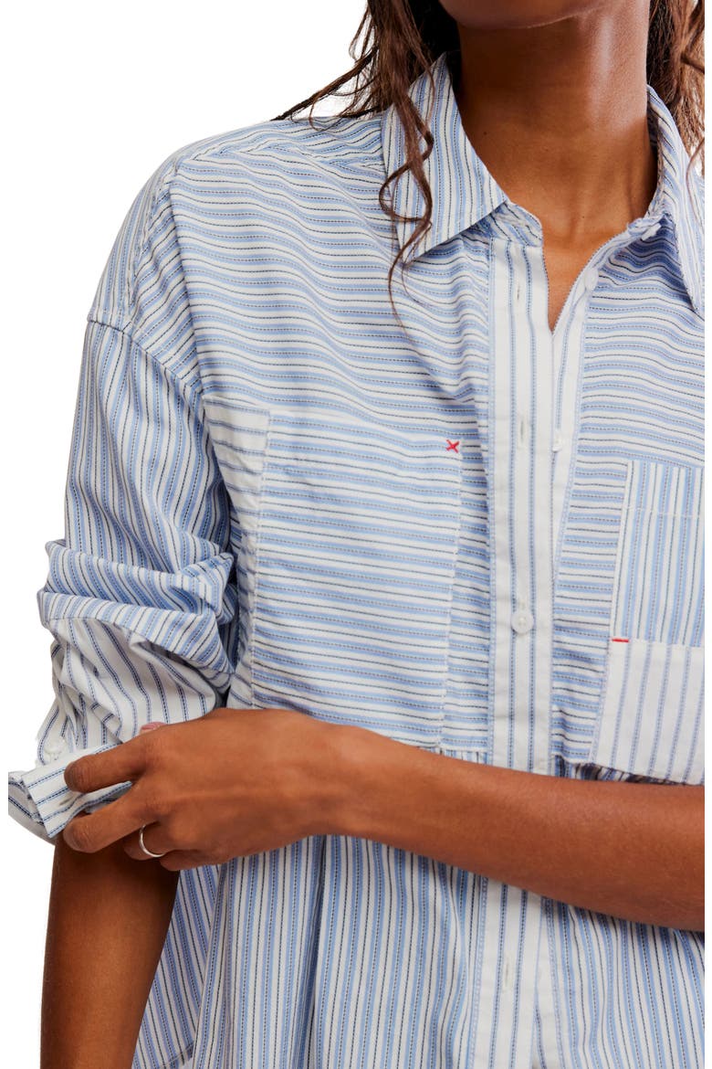 Annie Striped Babydoll Shirt, Alternate, color, IVORY COMBO