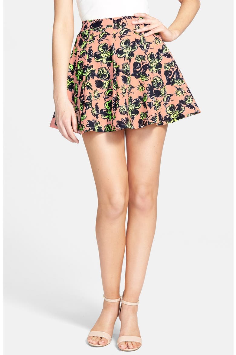 Print Skater Skirt, Main, color, PINK/ LIME