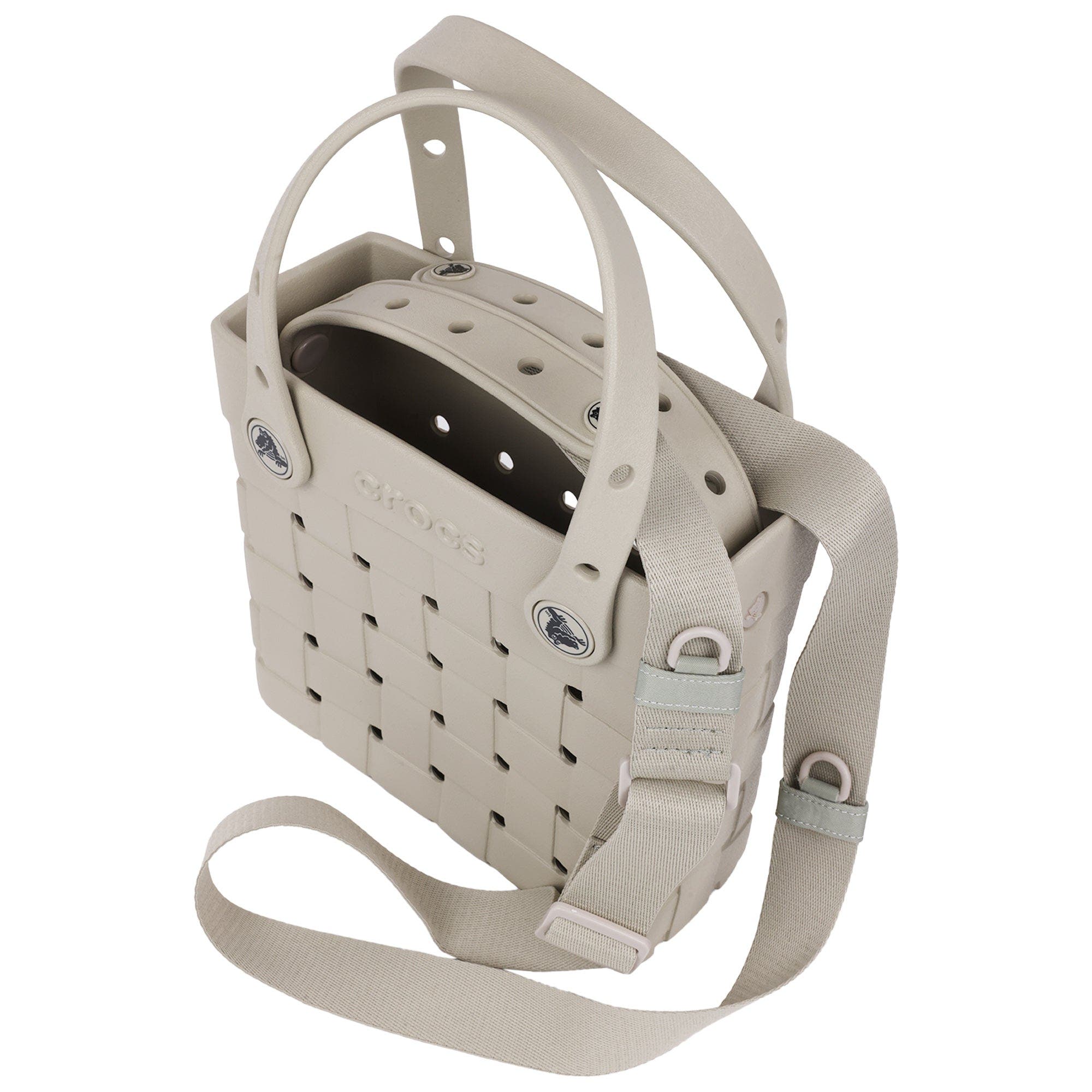 Small Woven Style Crossbody Tote with Top Handles and removeable crossbody strap, Alternate, color, NEW METEOR