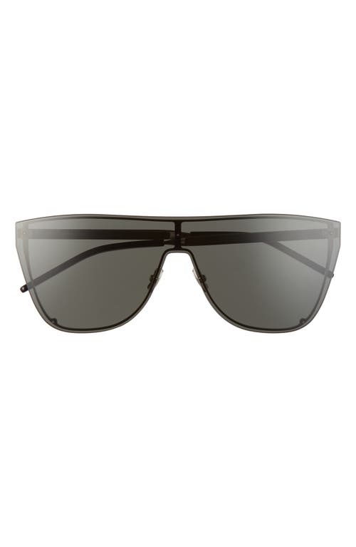 Saint Laurent 99mm Oversize Flat Top Shield Sunglasses In Gray
