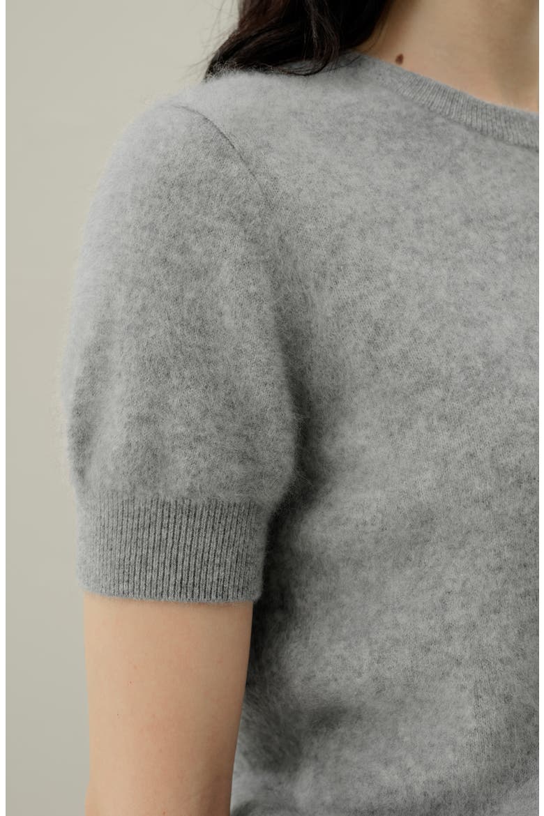 Women's Brushed Cashmere Short-Sleeve Sweater, Alternate, color, Foggy