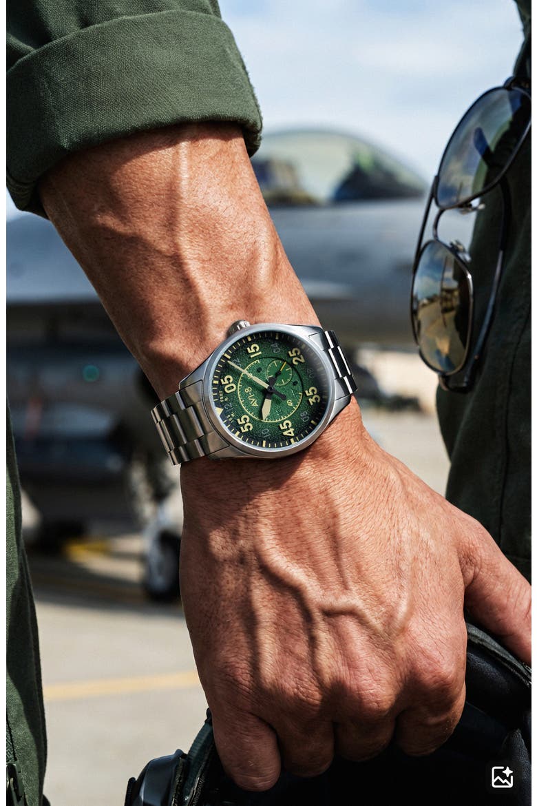 Spitfire Type 300 Automatic Bracelet Watch, 42mm, Alternate, color, GREEN
