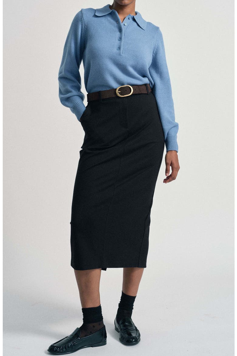 Abi Midi Pencil Skirt, Alternate, color, BLACK