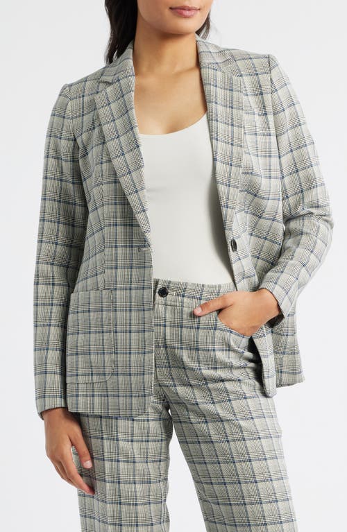 Anne Klein Belted Plaid Blazer In Gray