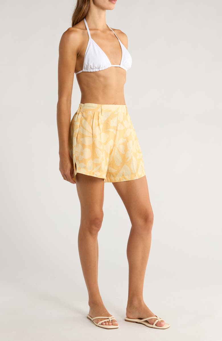Vitamin A<sup>®</sup> The Getaway Linen Cover-Up Shorts, Alternate, color, Creamsicle