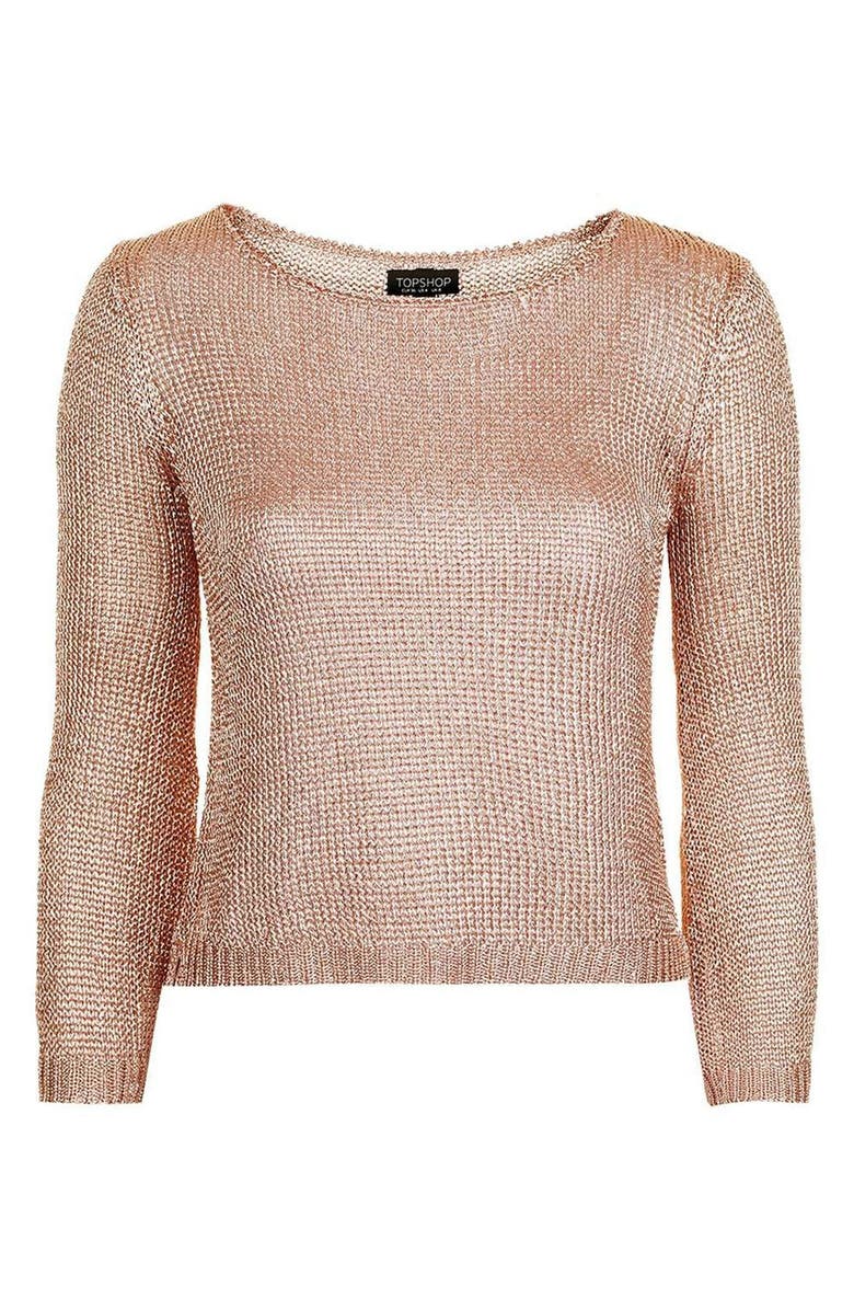 Topshop Fluted Sleeve Crop Sweater, Alternate, color, 