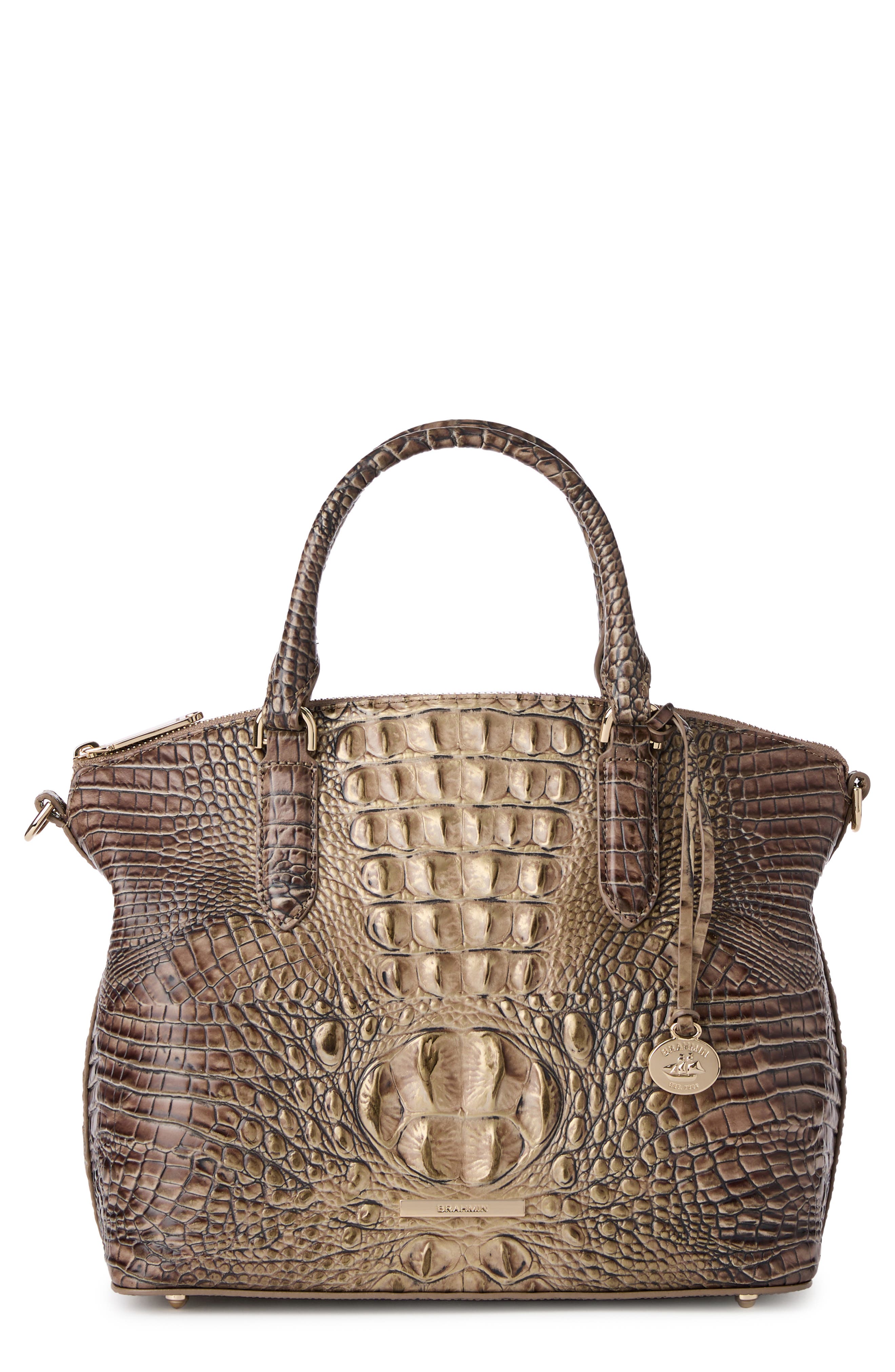 Brahmin Duxbury Croc Embossed Leather Satchel, Main, color, 