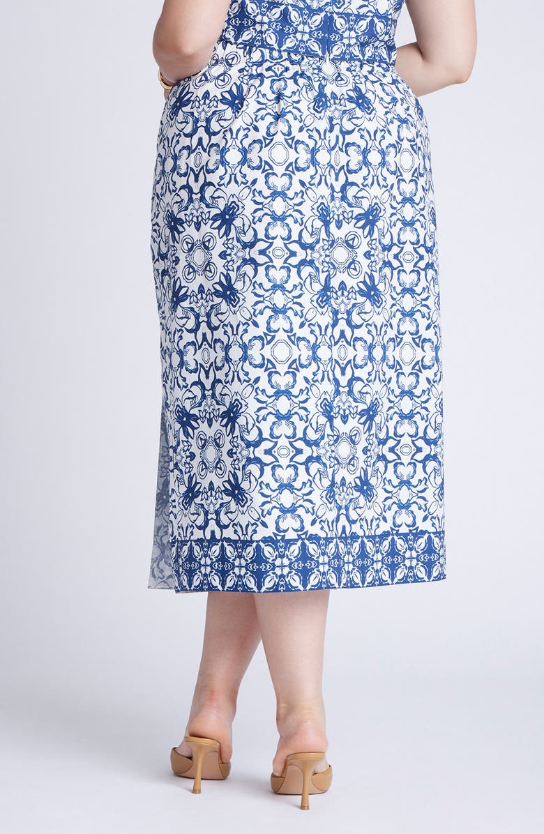ELOQUII Border Print Midi Skirt, Alternate, color, 