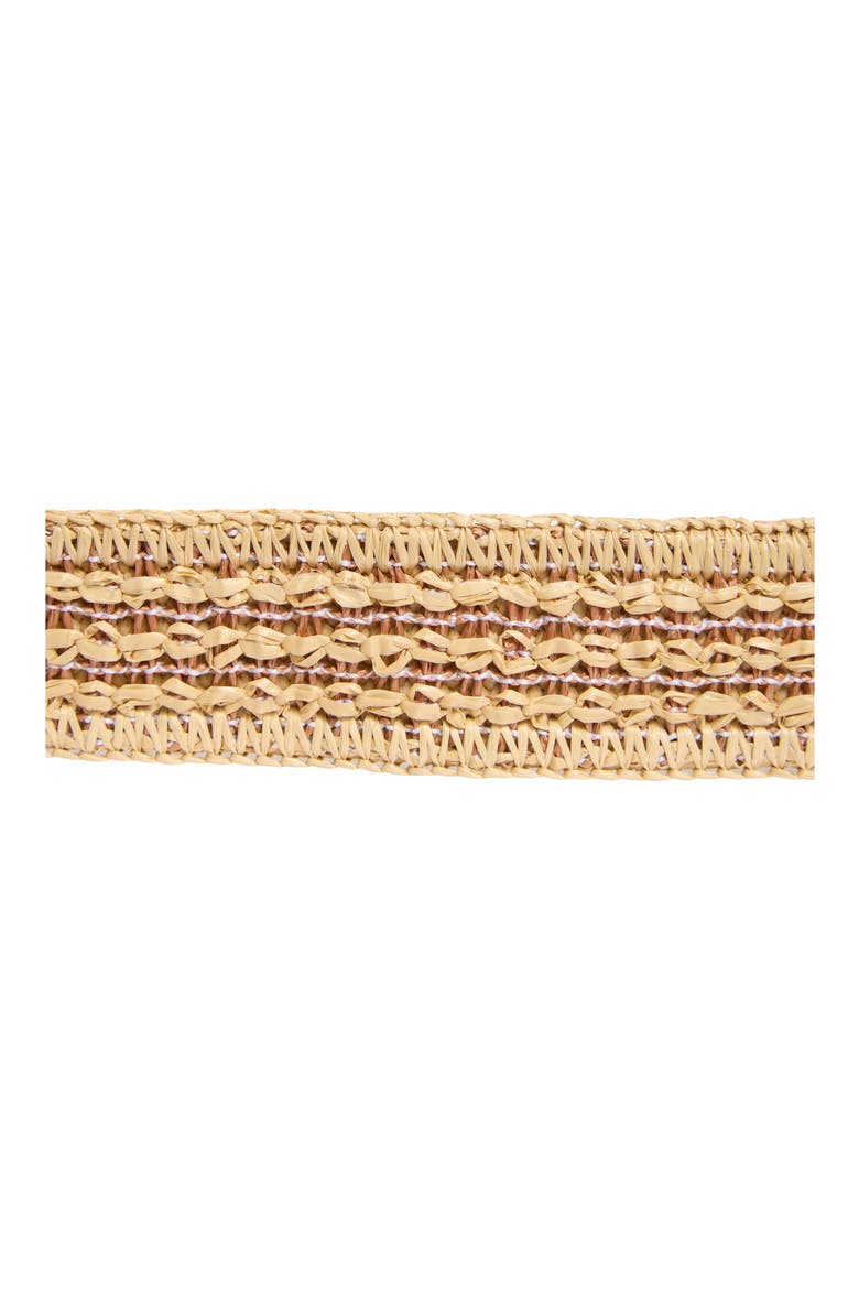 Stripe Faux Straw Belt, Alternate, color, RUSSET