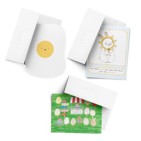 Easter/Spring Assorted Greeting Card Pack (3ct) "Egg Card, Eggcellent Easter, Sunny Bunny"