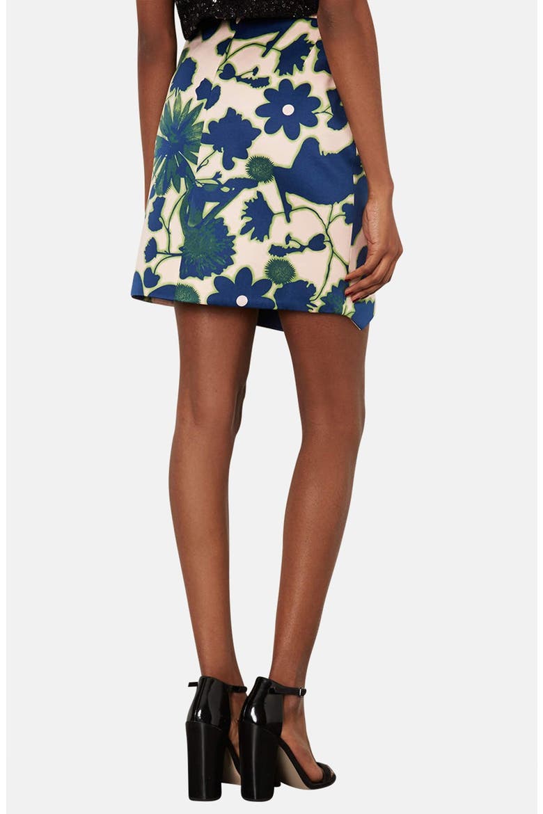 'Floral X-Ray' Embellished Print Skirt, Alternate, color, BLUE MULTI