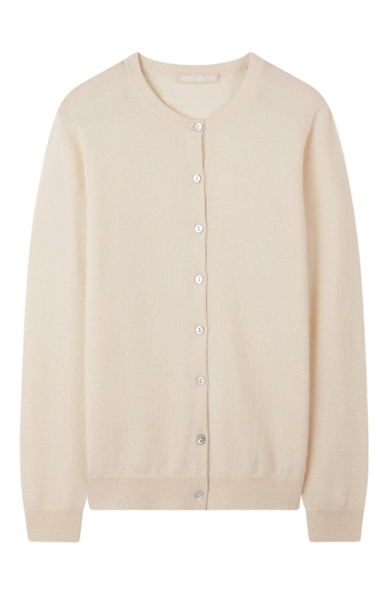 GOBI Mongolian Cashmere Crew Neck Cardigan, Alternate, color, Off White