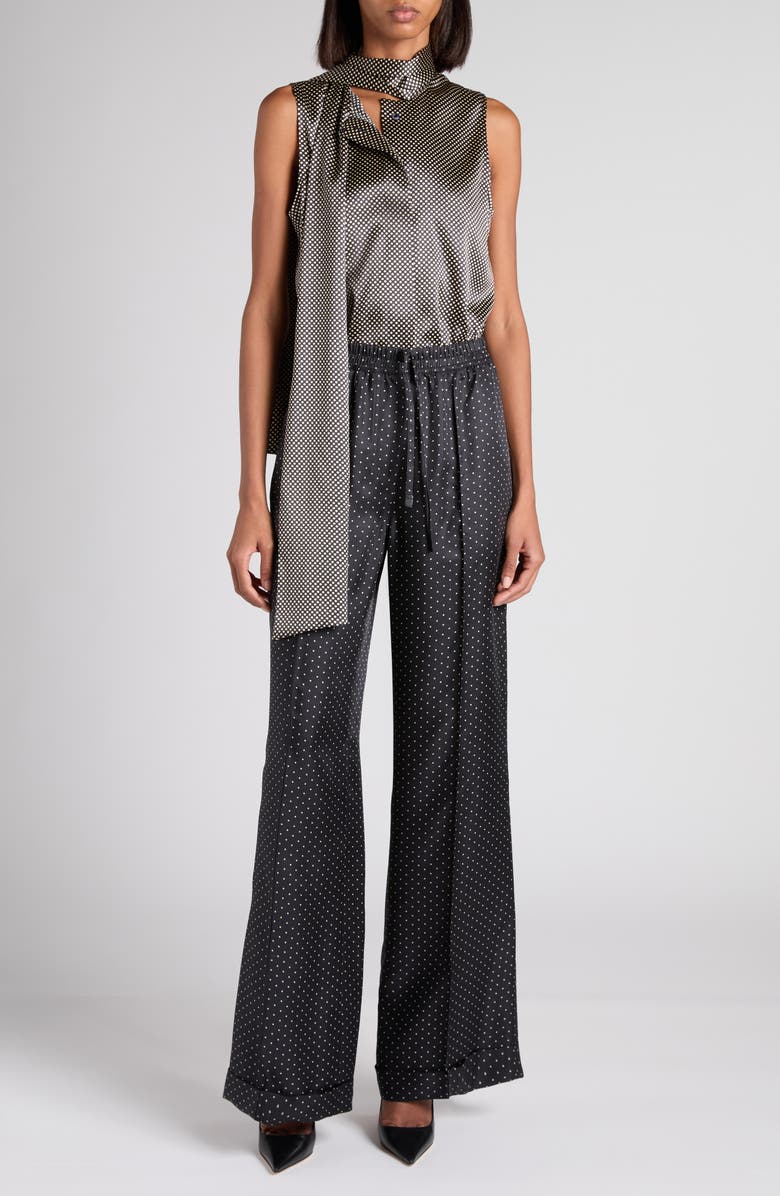 TOM FORD Sleeveless Lavalliere Stretch Silk Satin Top, Alternate, color, Zblaw Black/ White