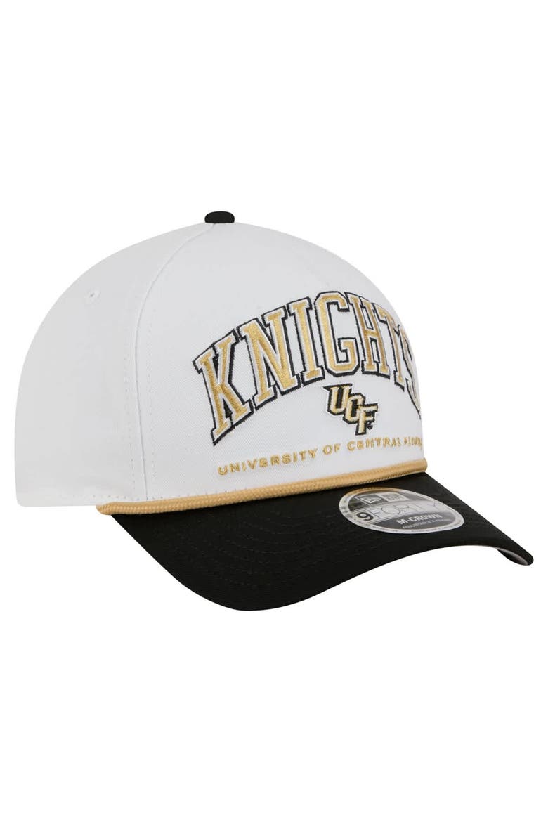 Men's New Era White/Black UCF Knights Arch Two-Tone Rope 9FORTY A-Frame M-Crown Adjustable Hat, Alternate, color, White