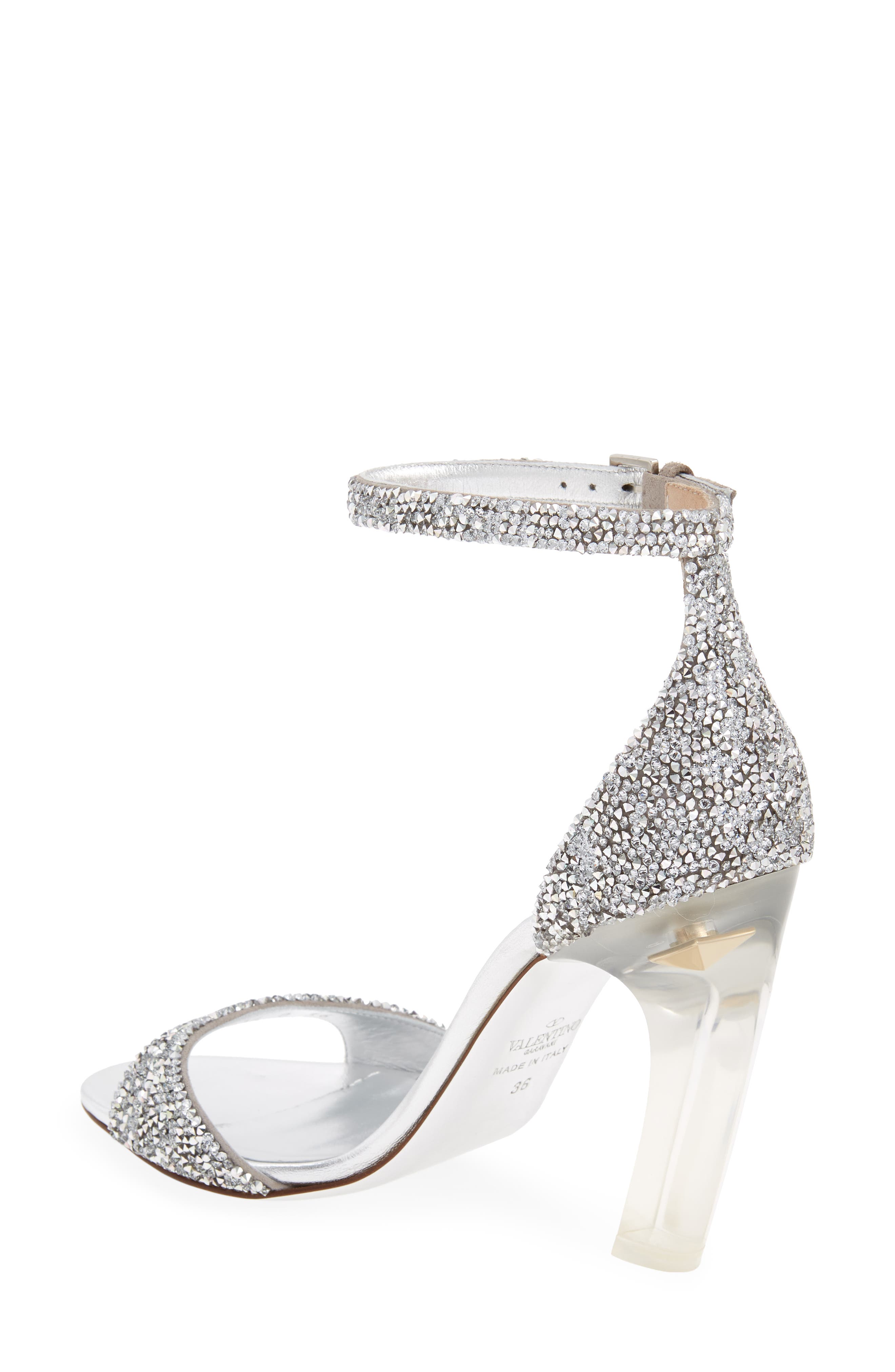 Valentino Garavani Crystal Embellished Clear Heel Sandal, Alternate, color, 
