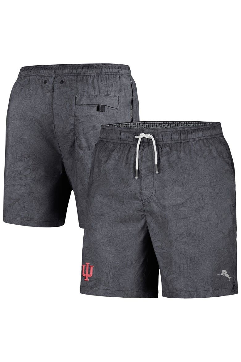 Men's Tommy Bahama Black Indiana Hoosiers Naples Layered Leaves Swim Trunks, Alternate, color, Black