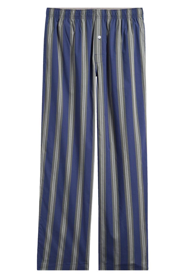 Print Stretch Cotton Pajama Pants, Main, color, NAVY PEACOAT- GREEN STRIPE
