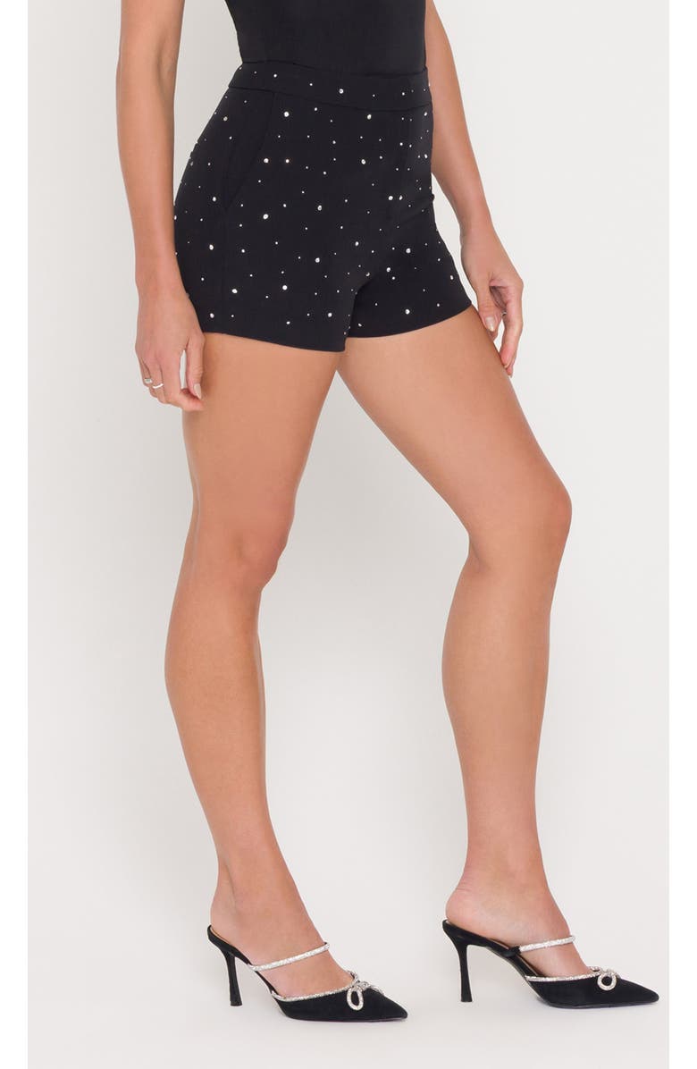 Generation Love Theo Crystal Crepe Shorts, Alternate, color, Black
