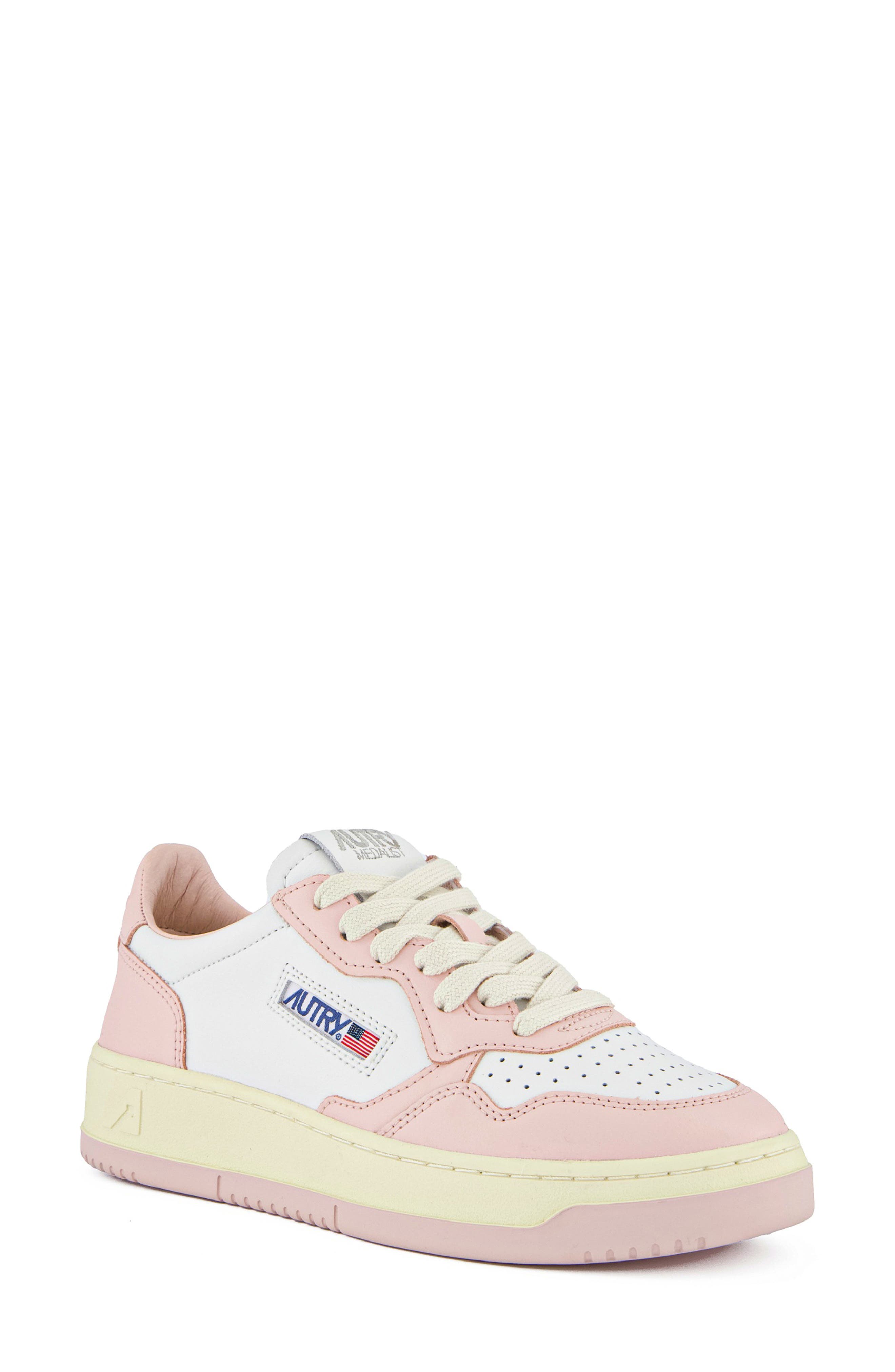 WHITE/ POWDER PINK LEATHER