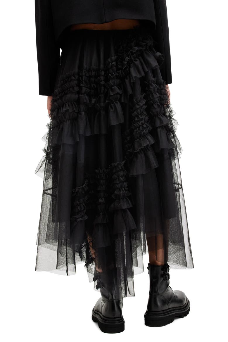 Jen Asymmetric Hem Tulle Skirt, Alternate, color, BLACK